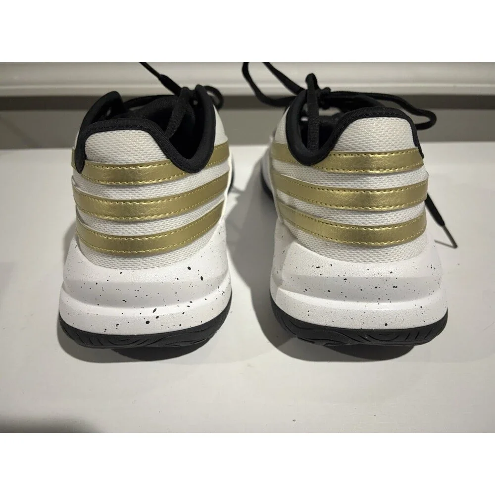 Mens ADIDAS FRONT COURT White Gold LEATHER Basketball Shoes Sz 9.5